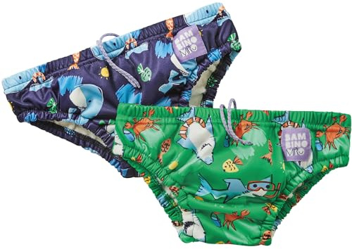 Bambino Mio 2 Pack Reusable Swim Nappies, (9-12 kg) Age 1-2 Years | OEKO-TEX Standard 100 Snug fit to help catch poo - Lightweight, quick-drying - Stretchy waistband - Comfortable, soft fabrics