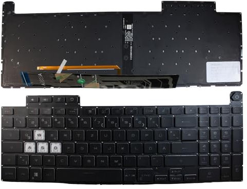 Power4Laptops Alemán Retroiluminada Negro Teclado de Repuesto para Ordenador portátil Compatible con ASUS TUF Gaming FA507R