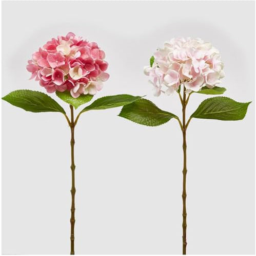 EDG - Enzo De Gasperi Ramo Ortensia Nobile Fiore Artificiale Finto da Decorazione H58 cm 2 Varianti (1pz) Rosa Chiaro