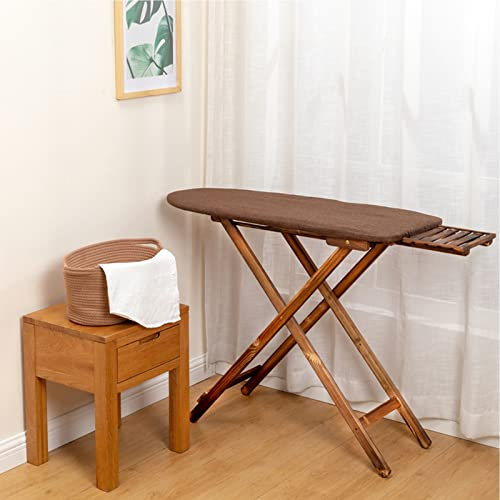 Professional Heavy Duty Ironing Board With Iron Storage, Multi-Level Height Adjustment, Space Saving, Wooden Board With Iron Stand