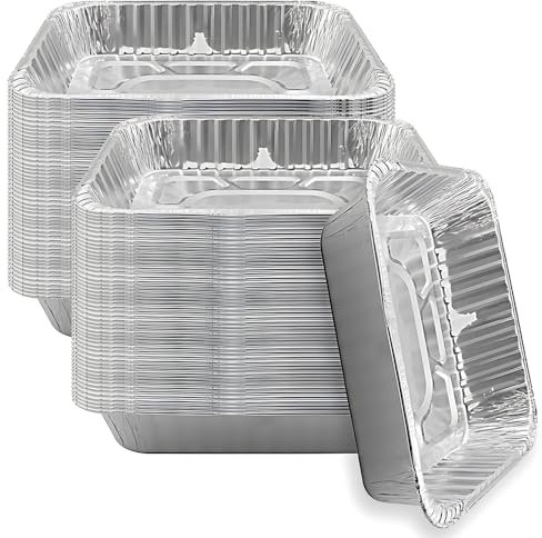 BLUESKY Silver Classy Shallow Aluminum Pans-(Pack of 100) -Ideal for Baking, 9 x 13