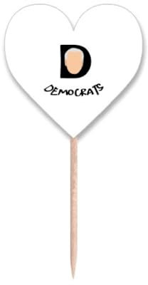 Cupcake-Picker mit Aufschrift USA President Person Joseph Party Demokratie Zahnstocher Flaggen Herz Etikett