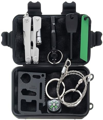Mon Mobilier Design Safe Kit de Survie 6 en 1 avec Outil Multifonctions et Carte de Survie 11 en 1
