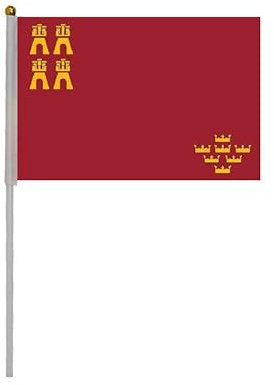 20 banderas de manivela Murcia para fiestas nacionales, desfiles, banderas de mano, eventos deportivos (Murcia)