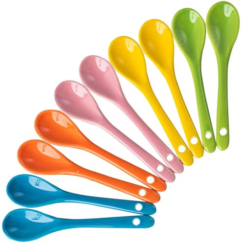 10 Piezas Cucharas de Huevo de Porcelana Colores Cucharillas Postre Cucharillas Cafe Cuchara de Cerámica,Porcelana Cuchara de Café Cuchara de Huevos Cucharas de Aperitivo,para Postre,Té,Café-12.3 cm