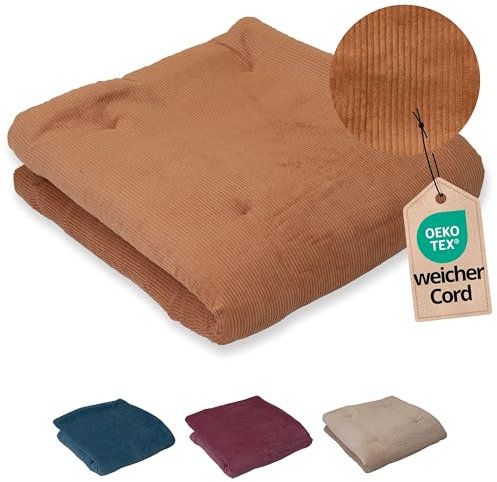 ULLENBOOM Krabbeldecke für Baby 120x120 cm, 100% OEKO-TEX Materialien, Made in EU, Dick & weich gepolstert, Cord Caramel - ideal als Babydecke, Laufgittereinlage & Spieldecke Baby