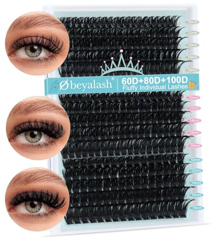Obeyalash 275PCS Extension Cils 60D+80D+100D Cils Individuels D Curl Faux Cils Individuel Extension De Cils Bouquet Cils Extension