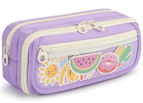 Bunnychic Large Pencil Case for Girl with 5 Compartment,Stationery Pen Bag | Large Capacity Pencil Case with Multi Separate Compartments,Stationery Pouch for Girl Boy Women School College Office