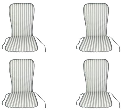 HERSIG - Pack 4 Cojines Silla con Respaldo | Almohadillas Silla Rallas Finas Gris-Blanco