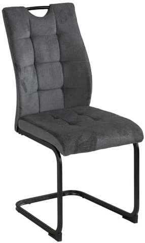 Home4You Schwingstuhl - Grau - Schwarz - Mikrofaser - Webstoff - Metallgestell