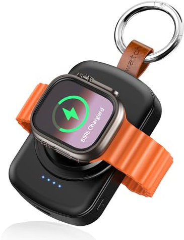 1800mAh Kabelloses Ladegerät für Apple Watch Serie, Mini Magnetisches Powerbank Tragbares Ladegerät kompatibel mit Apple Watch Serie 10/9/8/7/6/5/4/3/2/SE/Ultra/Ultra 2, Watch Ladestation mit Hänger