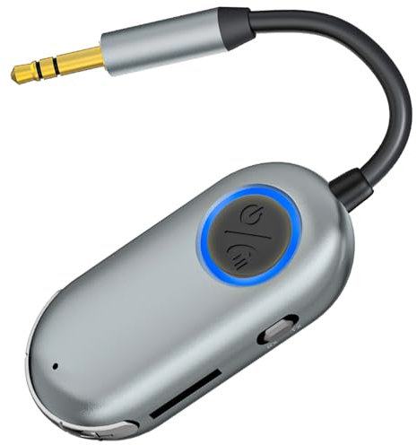 Bluetooth 5.3 Sender Klinke Adapter Transmitter Empfänger, Bluetooth Sender Klinke 3,5 für Zwei Kopfhörer 2 in 1 Transmitter Empfänger, Kompatibel mit TV, Auto, Airfly, Flugzeug Gadgets.