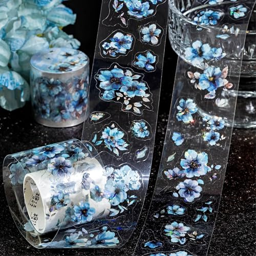 FyzendR Set di Adesivi Floreale Washi Tape PET Trasparente Scrapbooking Stickers per Album di Ritagli, Accessori per Diari, Album Fotografici, Agende e Decorazioni Fai da te.