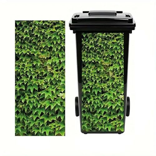 DWUENT Wheelie Bin Stickers Decorative, Outdoor Stickers, Large Leaf Design Self-Adhesive Waterproof Bin Decal for Dustbin Fridge Wall Indoor Outdoor Home Decor, 30 x 70 cm Green
