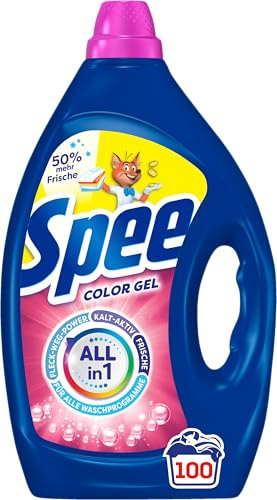 Spee Gel Color (100 Waschladungen), Flüssigwaschmittel mit 4 in 1 Formel, Waschmittel vereint Reinheit, Strahlkraft, Frische & Nachhaltigkeit, 20° - 60° C