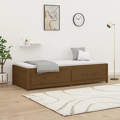 Mimdixy Großformat Plattformausführung Bettgestell,Tagesbett Honigbraun 80x200 cm Massivholz Kiefer Schrankbett