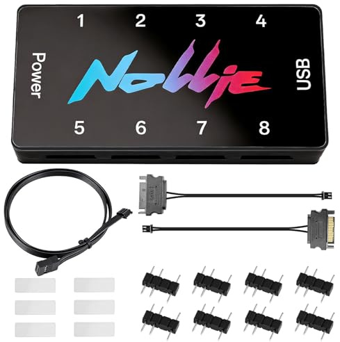 8-Port Signal RGB-Controller für PC, 3-Pin SATA-gespeister ARGB-Controller | 5V PC-Beleuchtungs-Hub, Fan Hub, ARGB-Splitter für Gehäuselüfter