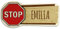 printplanet Türschild aus Holz mit Namen Emilia - Motiv Stopschild - Namensschild, Holzschild, Kinderzimmer-Schild