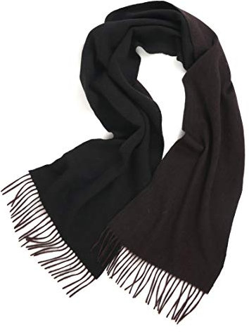 Prettystern 2-farbig 100% Kaschmir-Schal Wende-Schal mit Fransen für Damen Herren Kuschelig Weich schwarz-braun F11