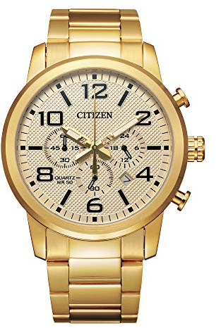 Citizen Quartz Mens Watch, Stainless Steel, Classic, Gold-Tone (Model: AN8052-55P)