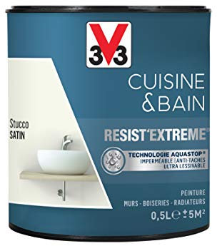 V33 Peinture multi-supports monocouche Cuisine & Bain Resist'Extrême® Satin, Stucco, 0,5L