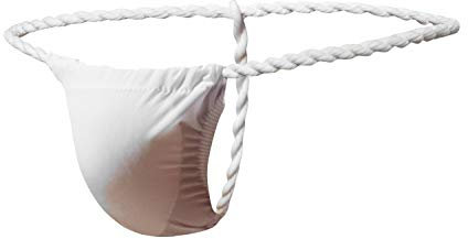 Newsywell Hommes String en Soie Glacée Bikinis Micro Tanga Taille Basse Élastique Slip sous-vêtement Blanc XX-Large
