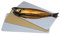 Allpax Lachsbrett, 100 Stück, beidseitig beschichtete Pappe für Vakuumbeutel, Servierplatte für Lebensmittel, rechteckige Torten- und Kuchenplatte, extra dick, 160 x 300 mm, gold/silber