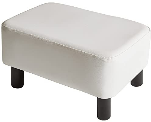 YMYNY Rechteckiger Fußhocker Sitzbank, 42 x 29 x 23 cm, Gepolsterter Hocker aus PU-Leder, mit Holzbeinen, platzsparend, stabil, wasserdicht, für Zuhause, Flur, Büro, Weiß HD-HRF-BD212