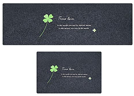 Yngffb Alfombras Cocina, 2 alfombras Lavables, Alfombra Antideslizante, Fibra poliéster, Fuerte absorción Agua, Antideslizante, para cocinas, baños (40 x 60cm + 40 x 120cm, trébol de Cuatro Hojas)