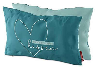 La Vida Kuschelkissen Lieblingskissen aus Baumwolle mit Polyester-Füllung in der Farbe Türkis, Maße: 25cm x 40cm, 3963521