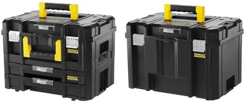 Stanley FatMax Pro-Stack Werkzeugkoffer Combo, FMST1-71981 & Stanley FatMax Werkzeugkoffer / Werkzeugkasten TSTAK VI, 23L Fassungsvermögen, mit Metallschließen und herausnehmbarer Trage, FMST1-71971