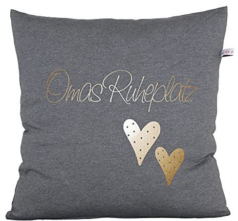 Mädchen sucht Kleid Kissen mit Reißverschluss für Oma, Omas Ruheplatz, Geschenk für Oma, Uroma, Großmutter (grau) (grau)