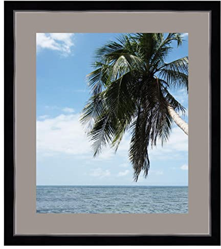 Cadre Photo avec Passe-Partout TV Grey pour Image 50x55 cm ou 55 x 50 cm Cadres Noir avec Filet Argent, 3.4 cm de Largeur, Cadre en Bois