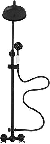 Ensemble de douche rétro avec robinetterie et système de douche effet pluie Noir