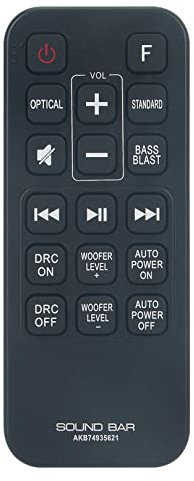 VINABTY AKB74935621 Mando a distancia de repuesto compatible con LG Sound Bar Speaker System sub COV33552424 mando a distancia SJ2.DEUSLLK SPJ2B-W SPJ2BW SJ2 SJ2.AEUSLLK