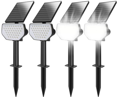 Lepro Outdoor Solar Spot Lights Waterproof for Flag Pole, Yard, Garden, Landscape, Backyard, Tree, Plants, Solar Powered Led Spotlight High Lumens, 4 Pack (Cool White)