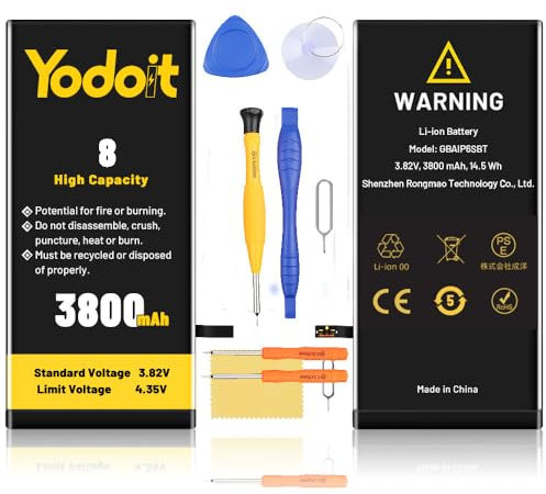 4500 mAh Batterie für iPhone 8, Yodoit High Capacity Li-ion Polymer Battery Replacement 0 Cycle mit komplettem Reparaturwerkzeug und Kleber