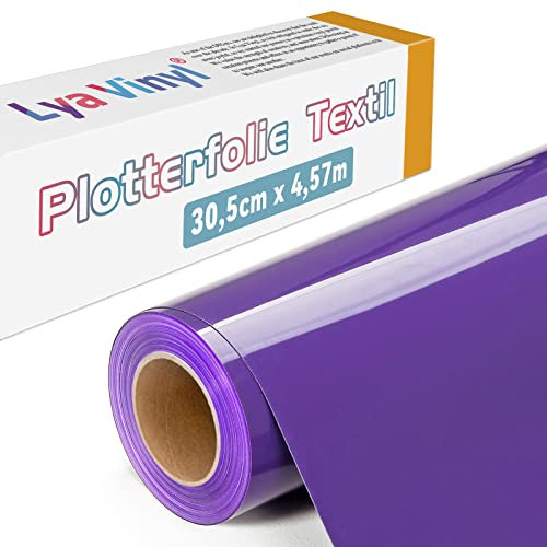 Lya Vinyl Plotterfolie Textil, 30,5 × 457,5cm Lila Flexfolie Plotter Textil für Cricut und Silhouette Cameo, Textilfolie Plotter für DIY Stoff und Shirt