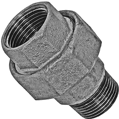 Gewinde-Fitting aus Temperguss verzinkt - Verschraubung flach dichtend 1 1/2 Zoll mit Innengewinde und Außengewinde Nr.331 (IG-AG)