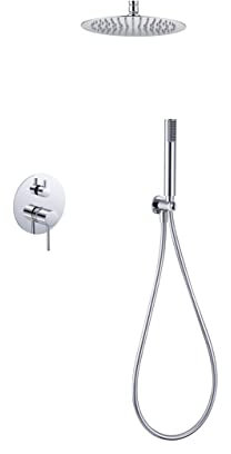 MICE - Conjunto de ducha empotrado techo - kit monomando de ducha para baño de 2 vias - griferia baño Cromado - ducha empotrado techo monomando