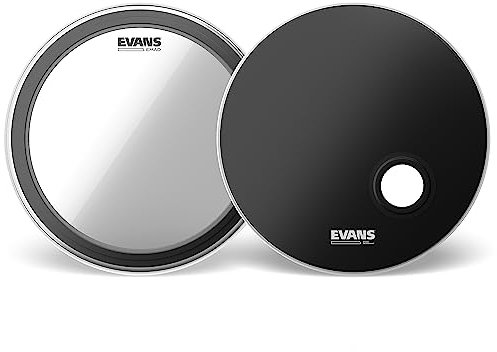 Evans EMAD System Bassdrum-Set – enthält 1 Bassdrum-Kopf, 1 Reso-Schlagzeugkopf, 2 austauschbare Dämpfungsringe und Schaumstoff-Dämpfungsringe – Individueller Bassdrum-Sound – 1-lagige Konstruktion –