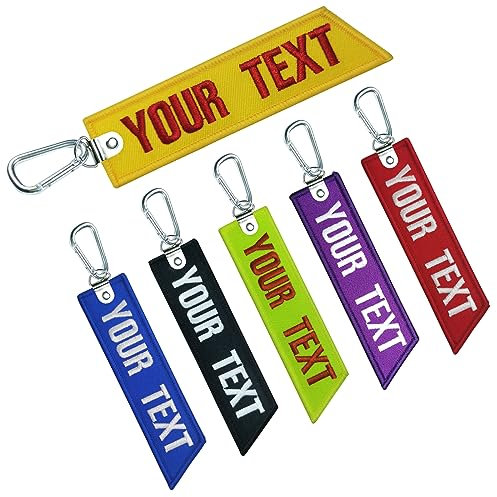 misscase Benutzerdefinierte Schlüsselanhänger, personalisierte Schlüsselanhänger Stickerei Ihr Text Name Nummer Schlüsselring für Autos Zubehör, Roller, ATV (Blade)