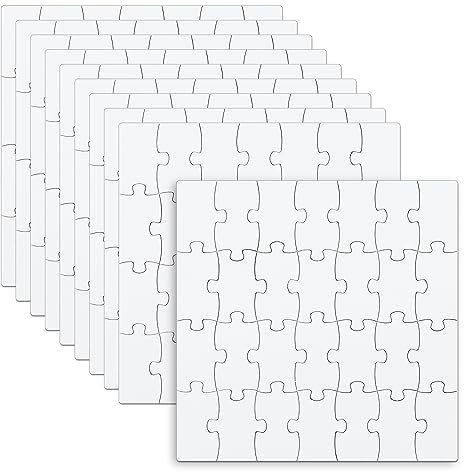 10 Sheets Blank Jigsaw Puzzles, 6.3 x 6.3 Inch Blank Puzzle 28 Pieces Set Paintable Puzzle Writable Puzzle All White Puzzles for Kids Games Activity Party Favors Craft