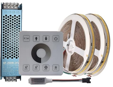 Vrabocry Cob fließendes Wasser fließt LED-Streifen Licht ws2811 Warmweiß 24V Pferderennen sequentielles 10m lineare Beleuchtung LED-Band mit RF Touch Panel Controller 24V 200W Netzteil