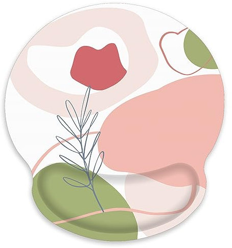 Audimi Tapis de souris avec repose-poignet base en caoutchouc antidérapant pour ordinateur portable, PC, bureau, jeux vidéo (rose)