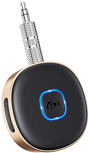 Mohard Car Bluetooth 3.5mm AUX Adapter, Mini Bluetooth 5.3 Vehicle Amplifiers for Stereo/Speaker/Wired Headphones, Bluetooth Car Adapter AUX, Hands-free Calls, Dual Connection, 16H Playtime