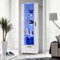 Komodee, Vitrine Armoire Alessandria, Blanc Blanc, Largeur 60 cm x Hauteur :192 cm x Profondeur 42 cm, sans LED, 3 étagères, pour Salon, Chambre, Entrée