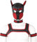 CelILucky Neopren-Kapuze für Erwachsene, Tier-Kopfmaske, Hundemaske, Halsband, Armband und Geschirr-Set, Rot
