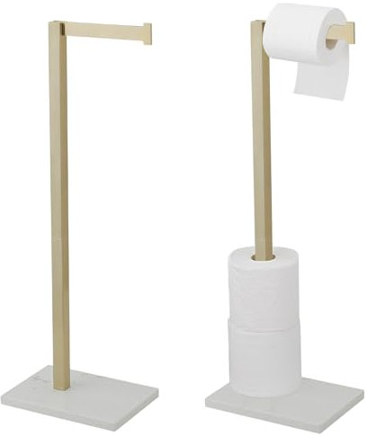 Homevacious Freistehender Toilettenpapierhalter, Ständer, Badezimmer, Toilettenpapierhalter mit Aufbewahrung, SUS 304 Edelstahl, rostfrei, Papierrollenhalter, Bodenständer, gebürstetes Gold