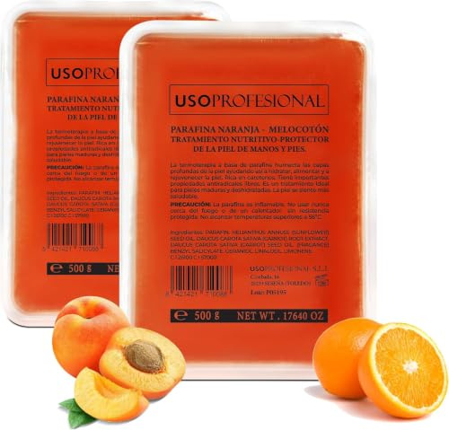 Paraffina Arancio Pesca 1000 gr | Paraffina per Mani e Piedi Trattamento Nutriente Protezione della Pelle